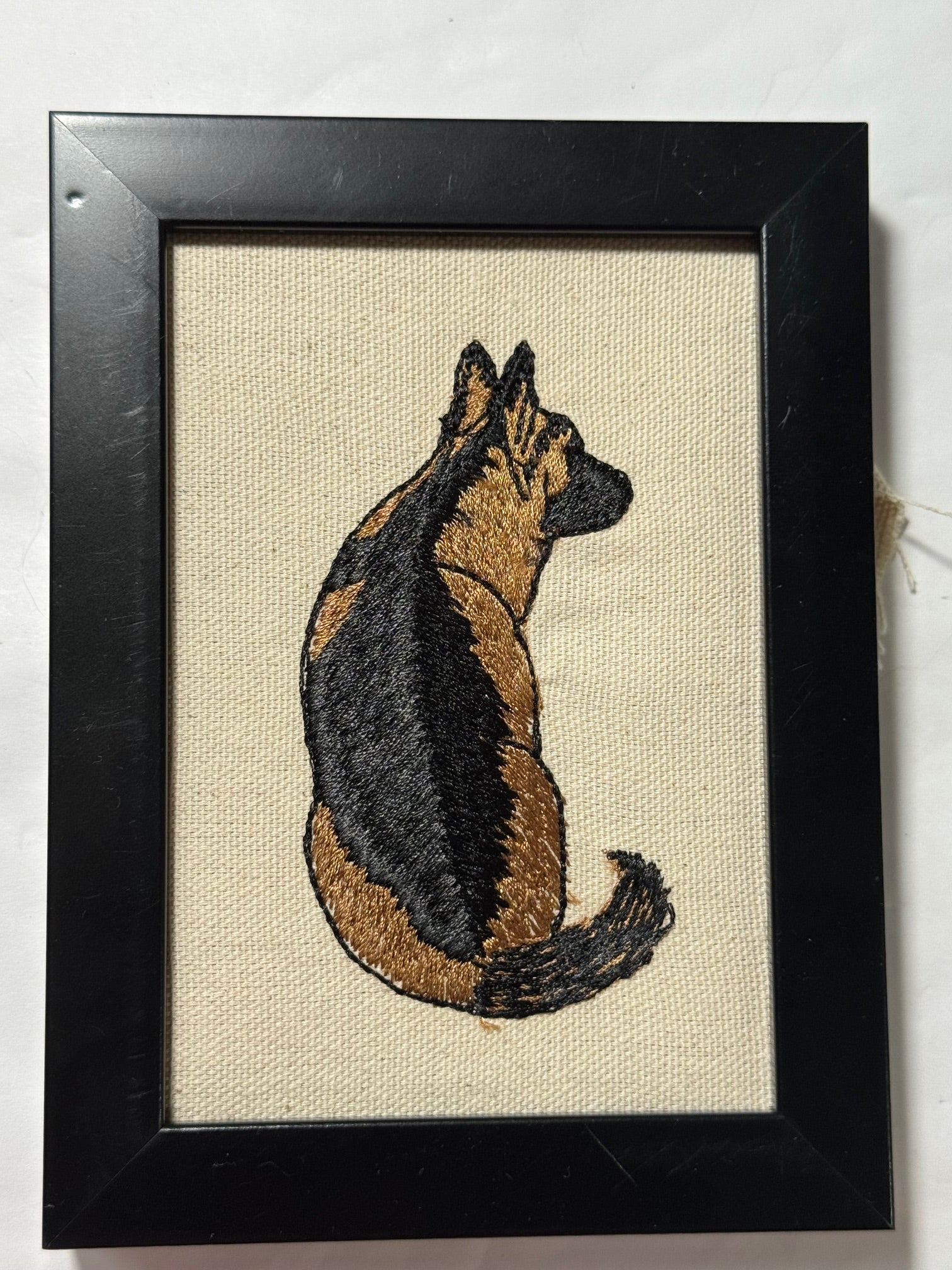 German Shepherd Machine Embroidered Framed Art | Tabletop Decor