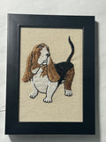Basset Hound Machine Embroidered Framed Art | Tabletop Decor