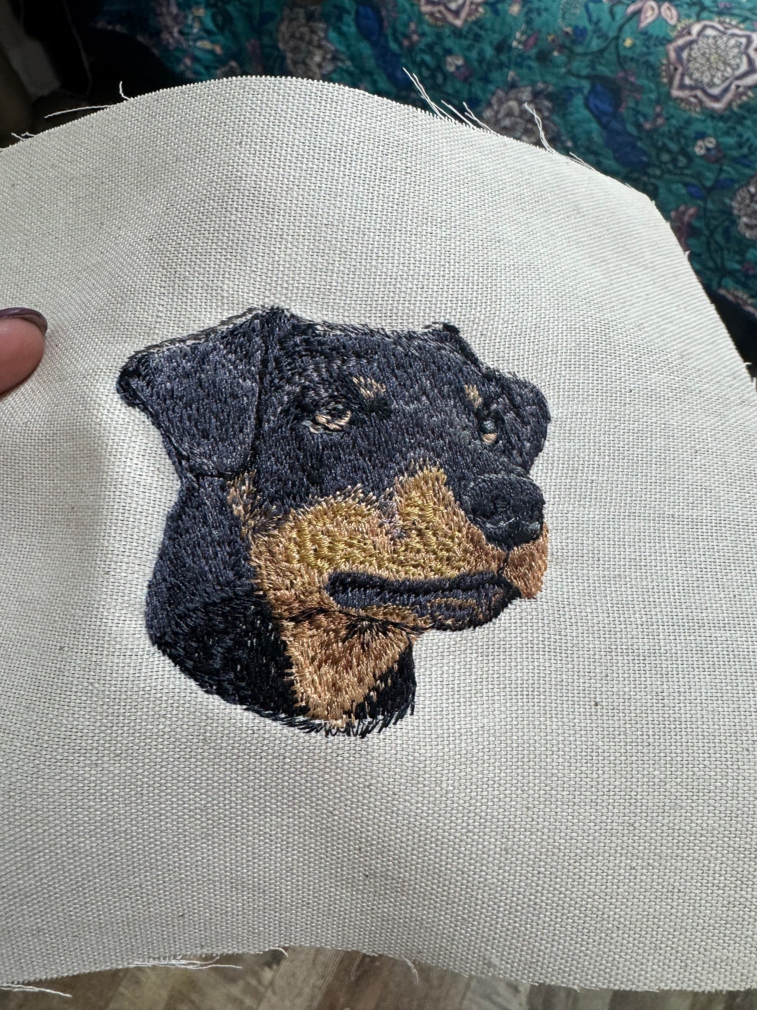 German Hunting Dog Machine Embroidered Framed Art | Tabletop Decor