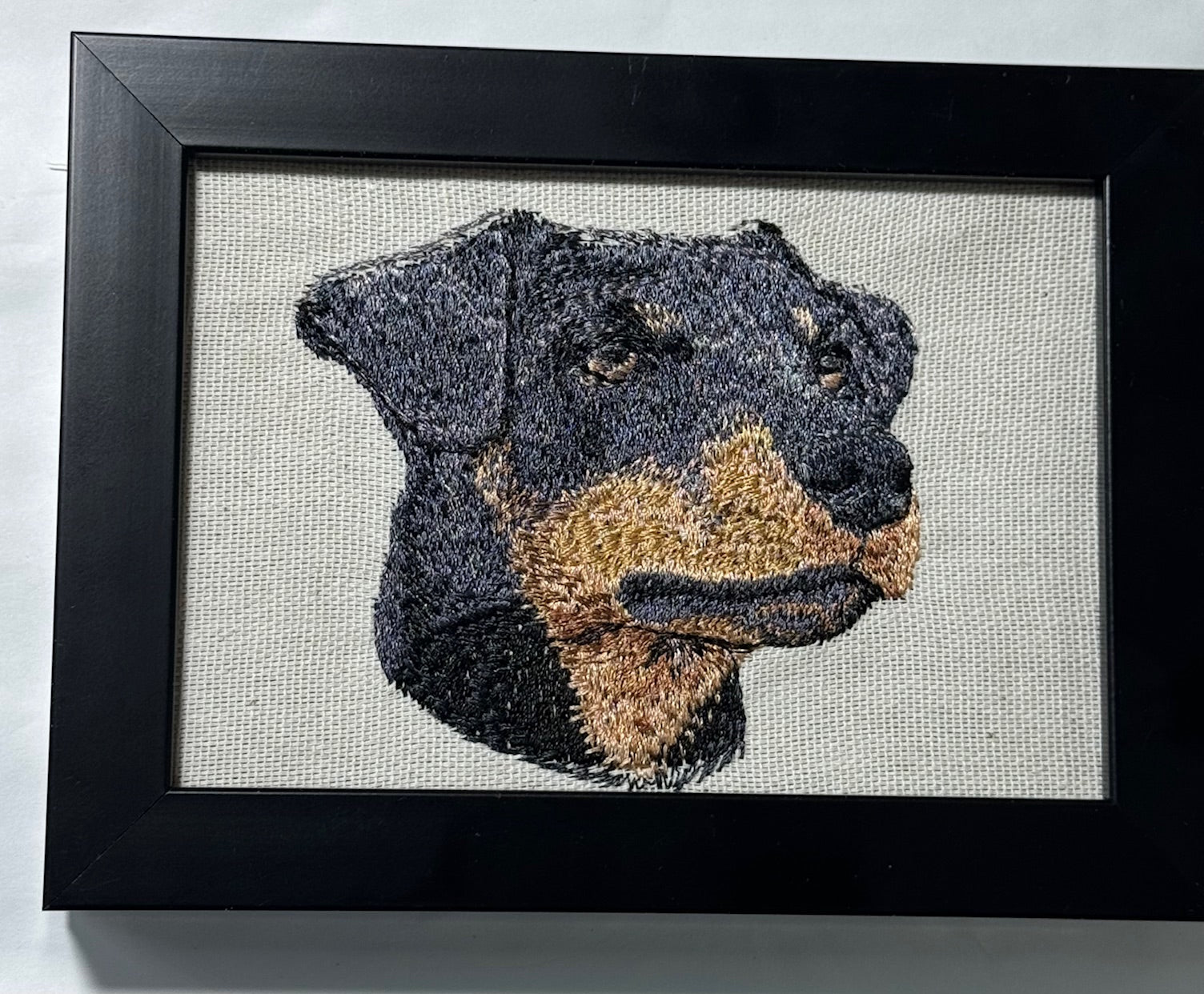 German Hunting Dog Machine Embroidered Framed Art | Tabletop Decor