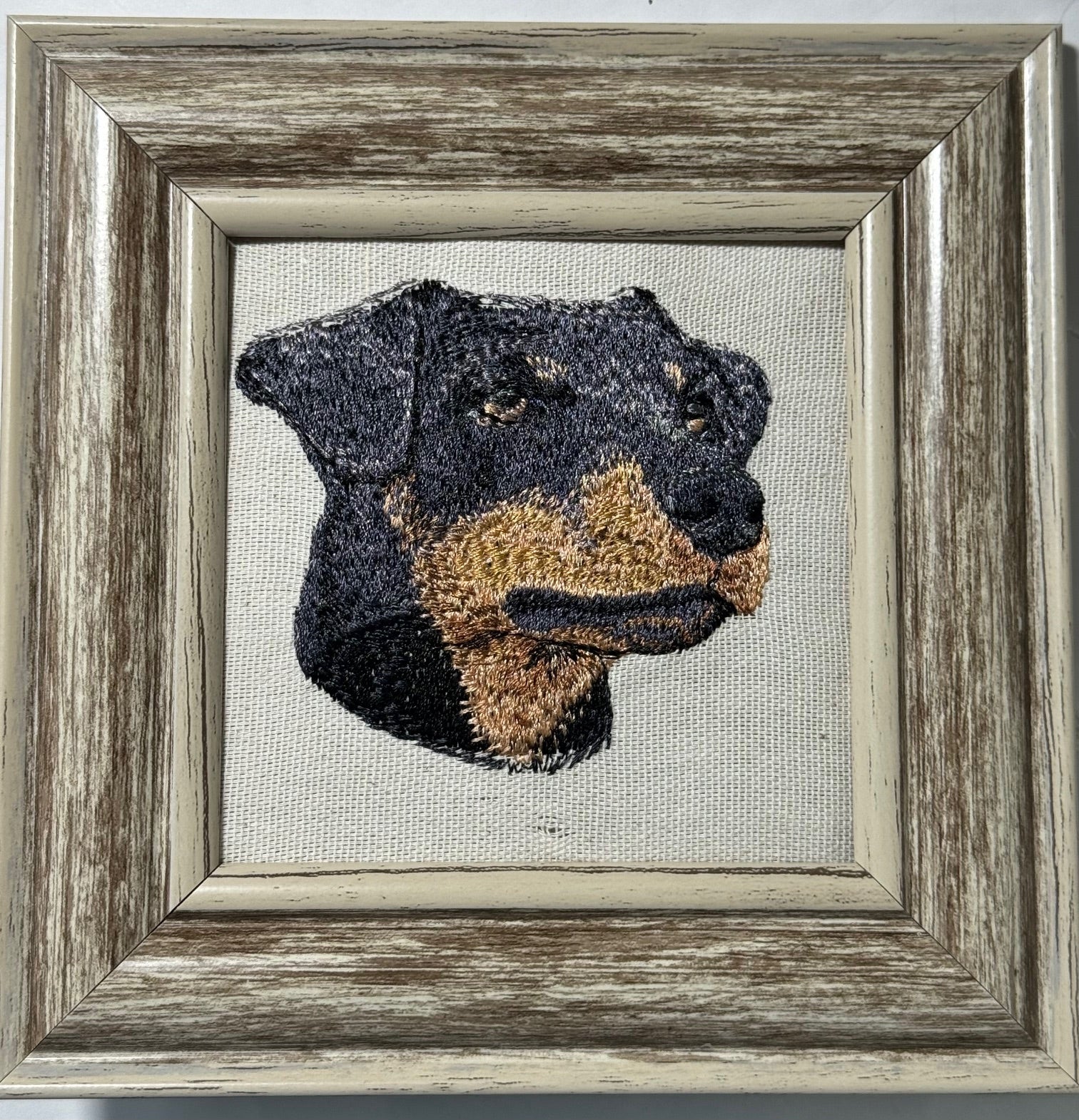 German Hunting Dog Machine Embroidered Framed Art | Tabletop Decor
