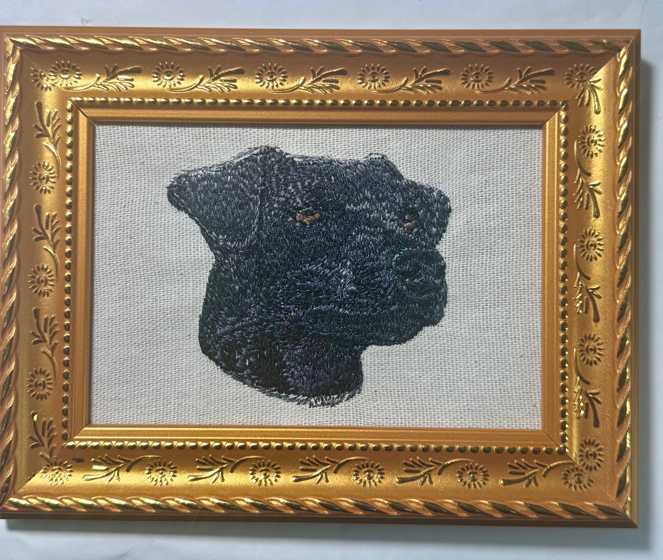 Jack Russell Terrier Machine Embroidered Framed Art | Tabletop Decor
