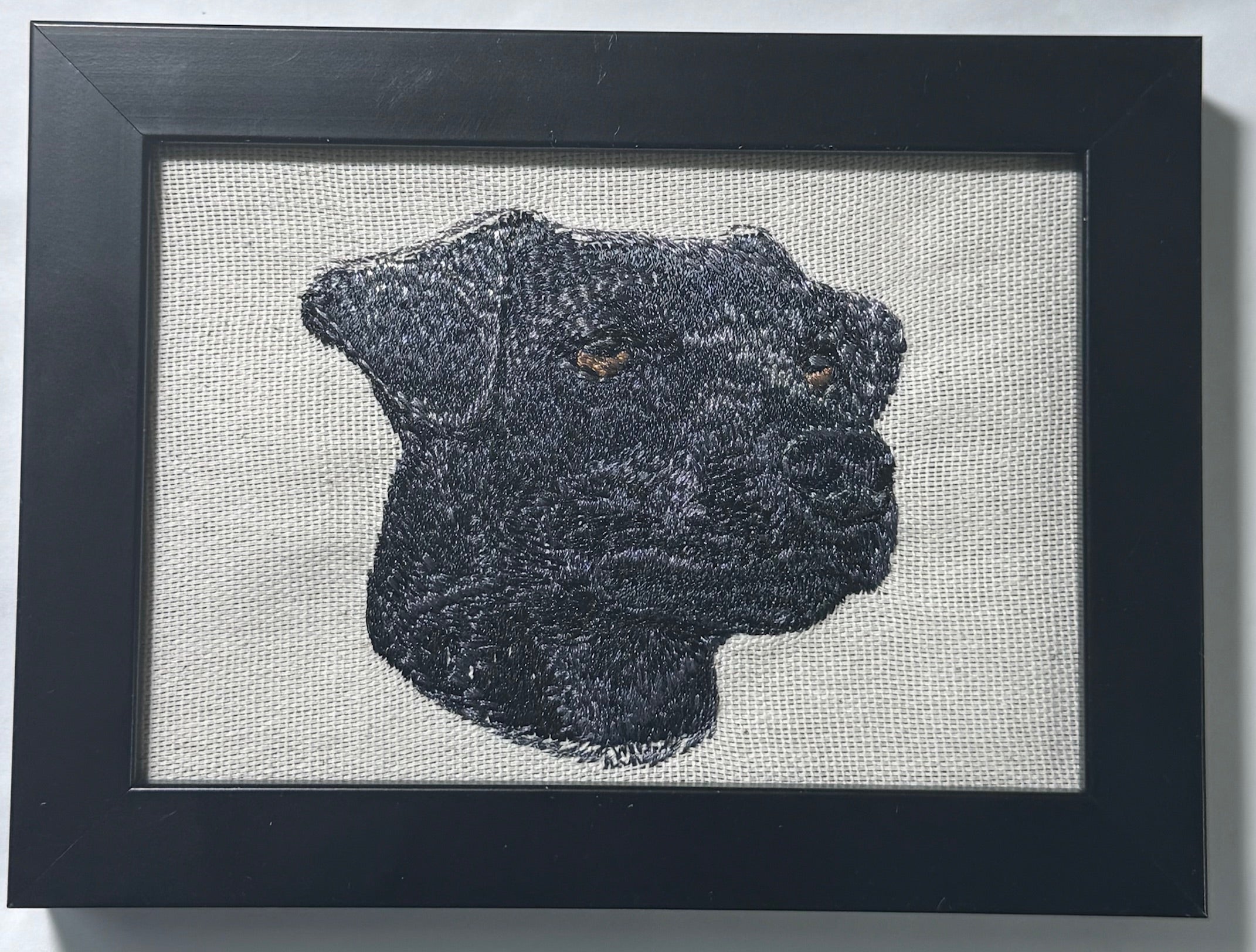 Jack Russell Terrier Machine Embroidered Framed Art | Tabletop Decor
