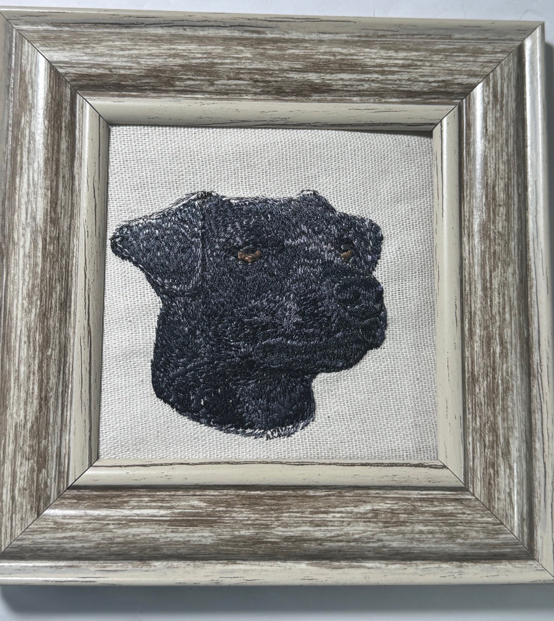 Jack Russell Terrier Machine Embroidered Framed Art | Tabletop Decor