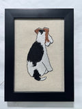 Fox Terrier Machine Embroidered Framed Art | Tabletop Decor