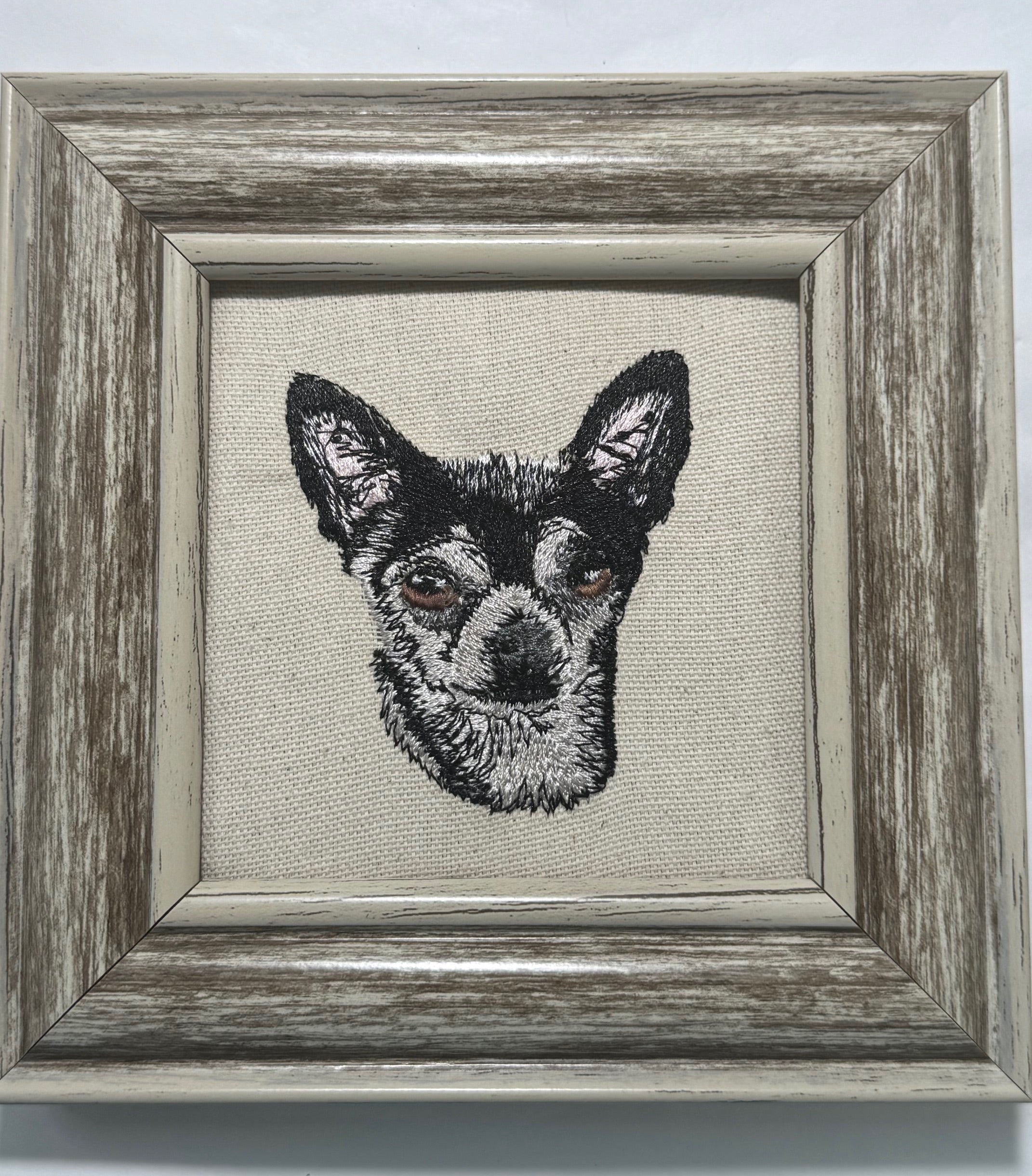 Chihuahua Machine Embroidered Framed Art No. 2 | Tabletop Decor
