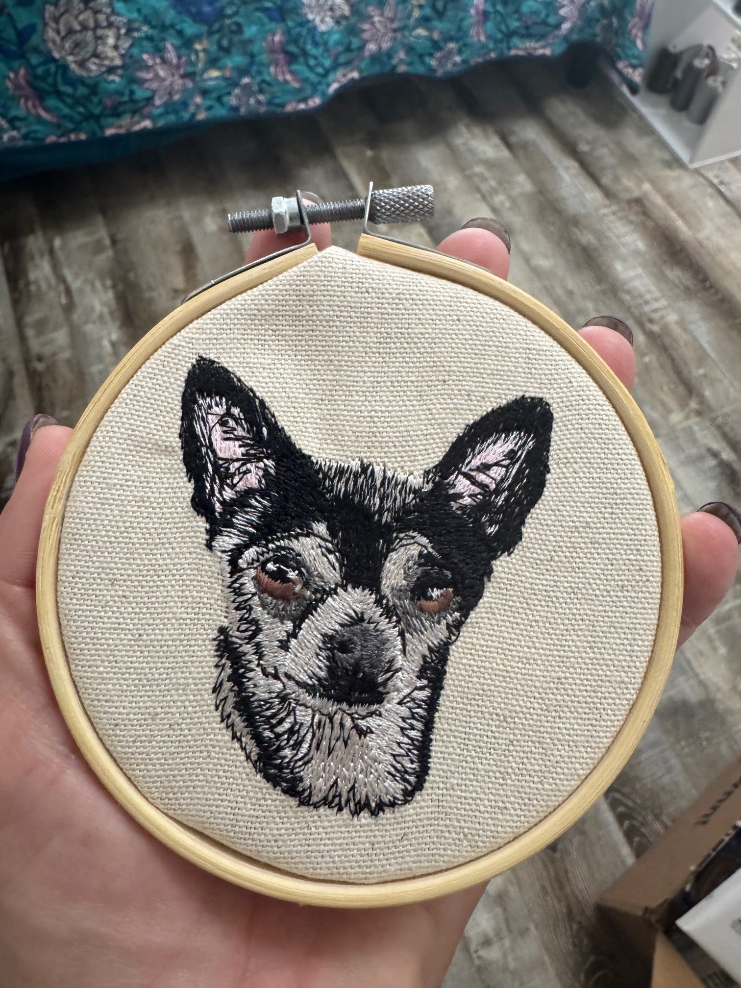 Chihuahua Machine Embroidered Framed Art No. 2 | Tabletop Decor