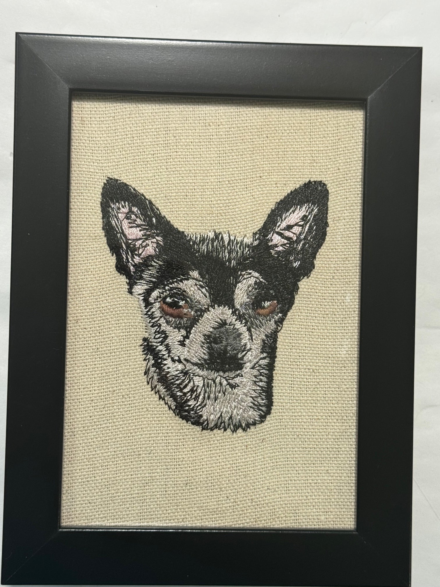 Chihuahua Machine Embroidered Framed Art No. 2 | Tabletop Decor