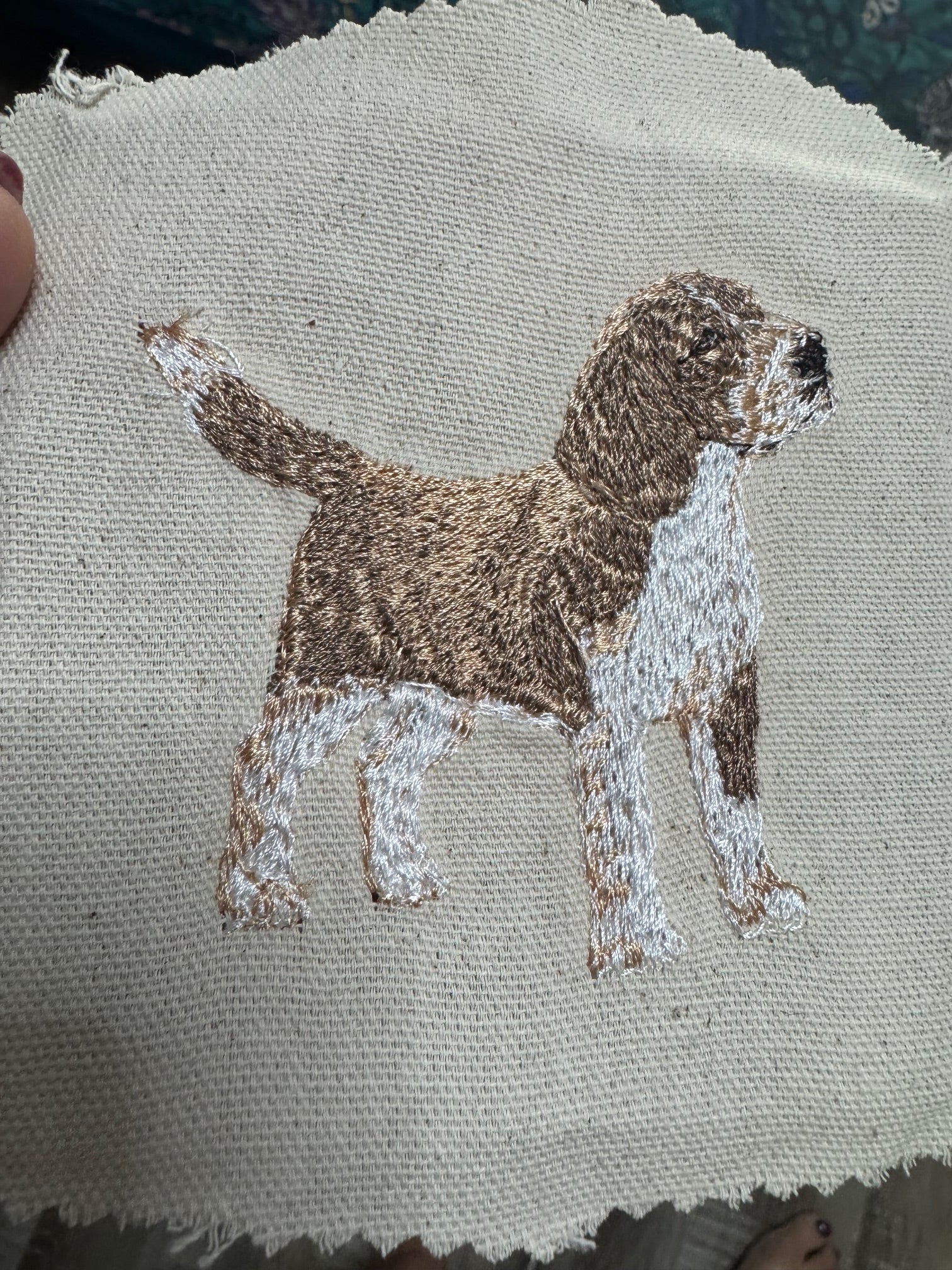 Beagle Machine Embroidered and Framed!