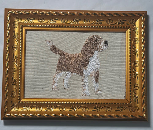 Beagle Machine Embroidered and Framed!