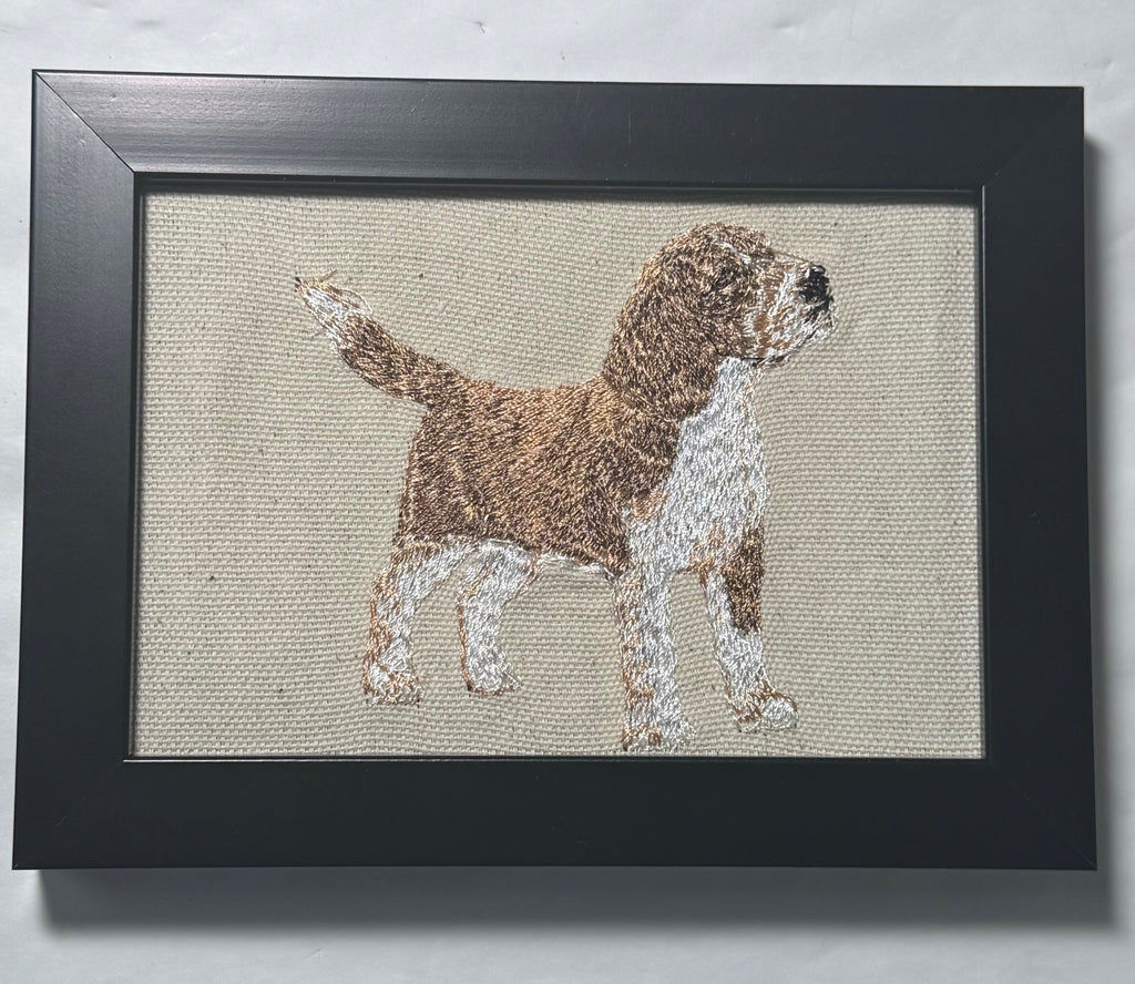 Beagle Machine Embroidered and Framed!