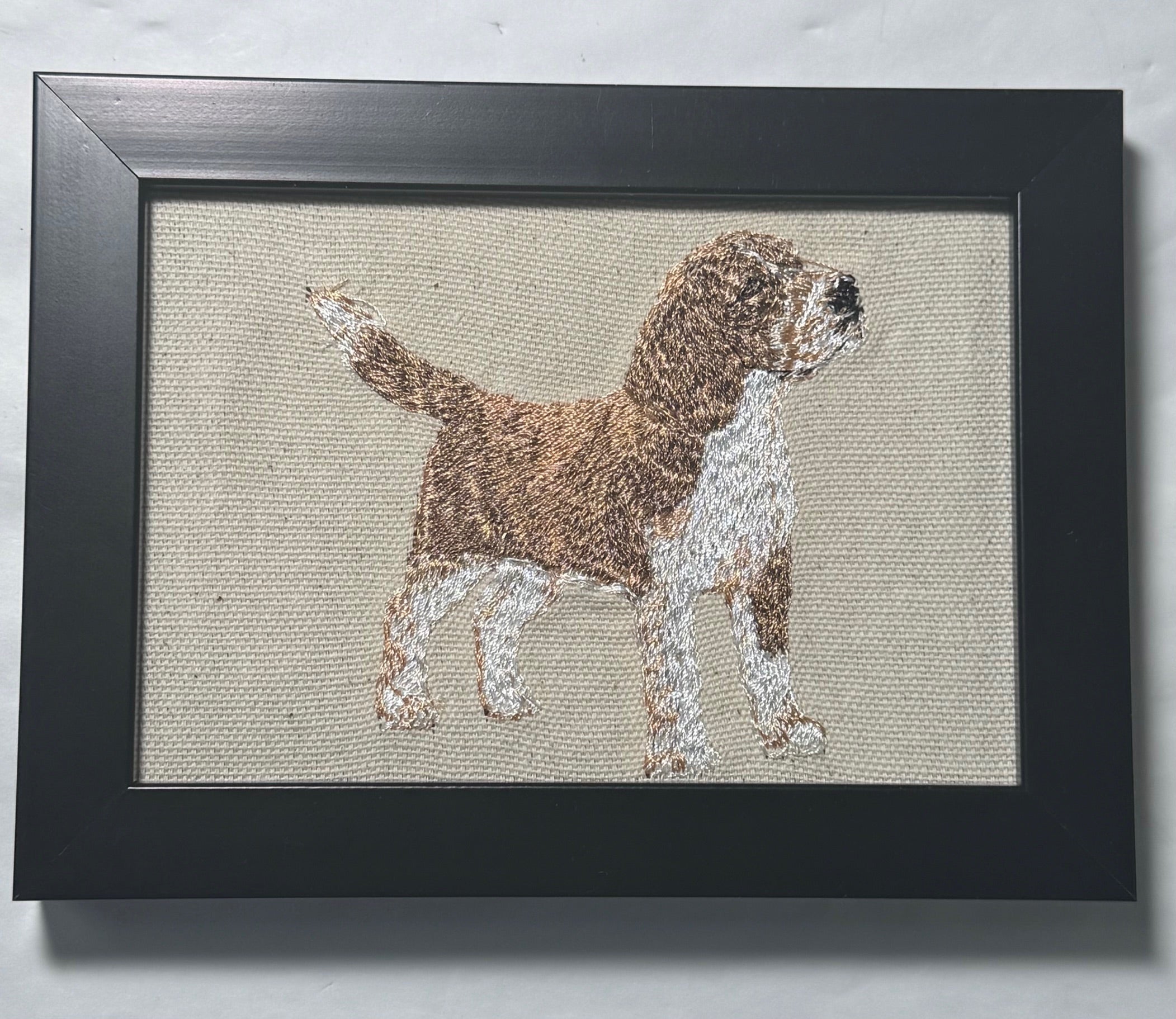 Beagle Machine Embroidered and Framed!