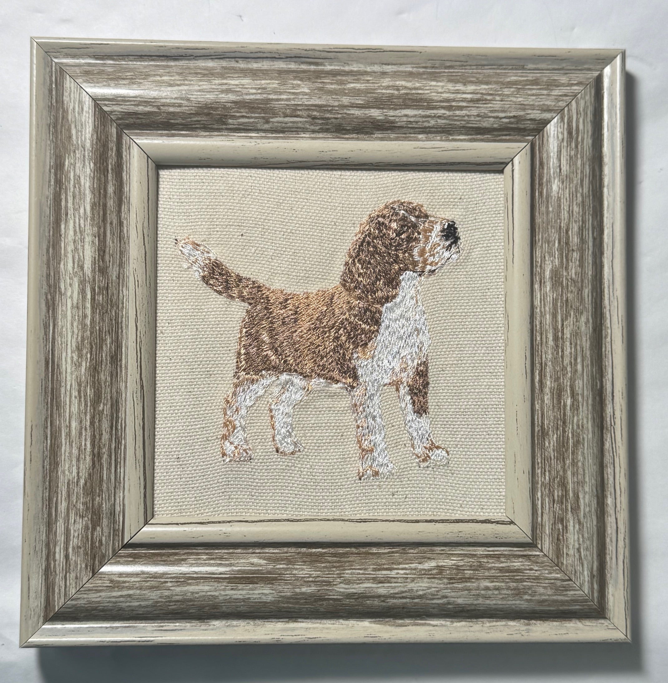 Beagle Machine Embroidered and Framed!