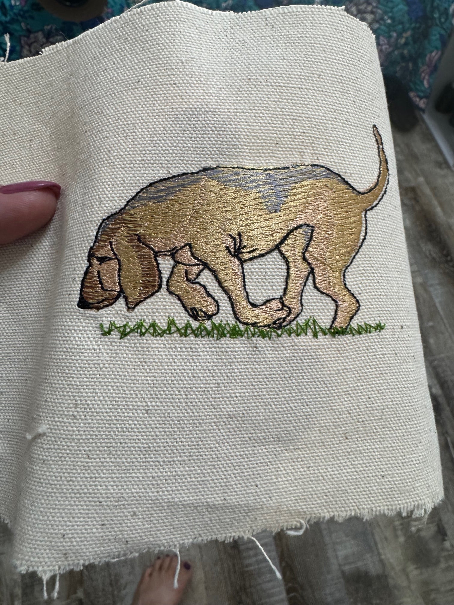 Bloodhound Machine Embroidered Framed Art | Tabletop Decor