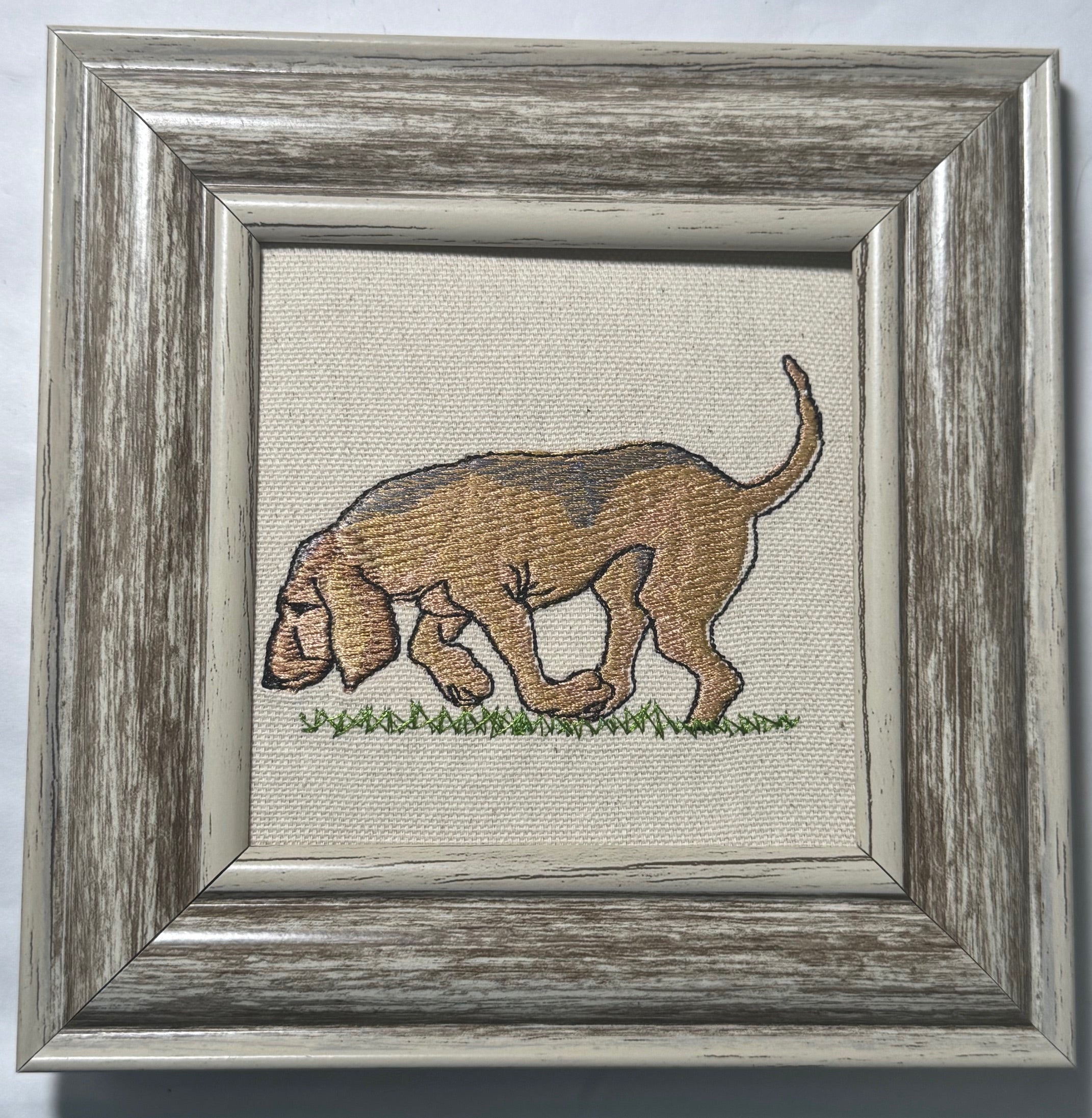 Bloodhound Machine Embroidered Framed Art | Tabletop Decor