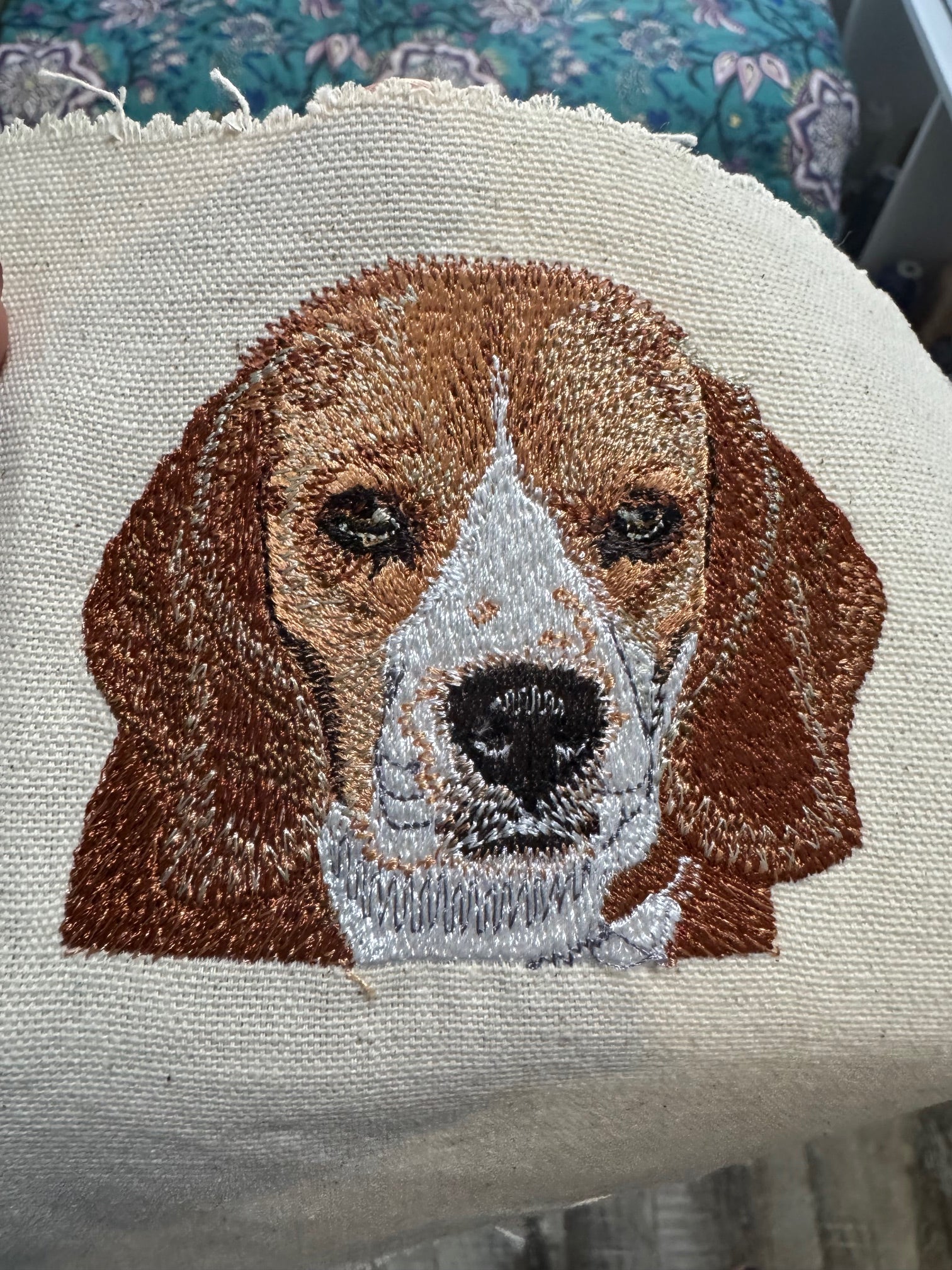 Beagle Machine Embroidered Framed Art | Tabletop Decor