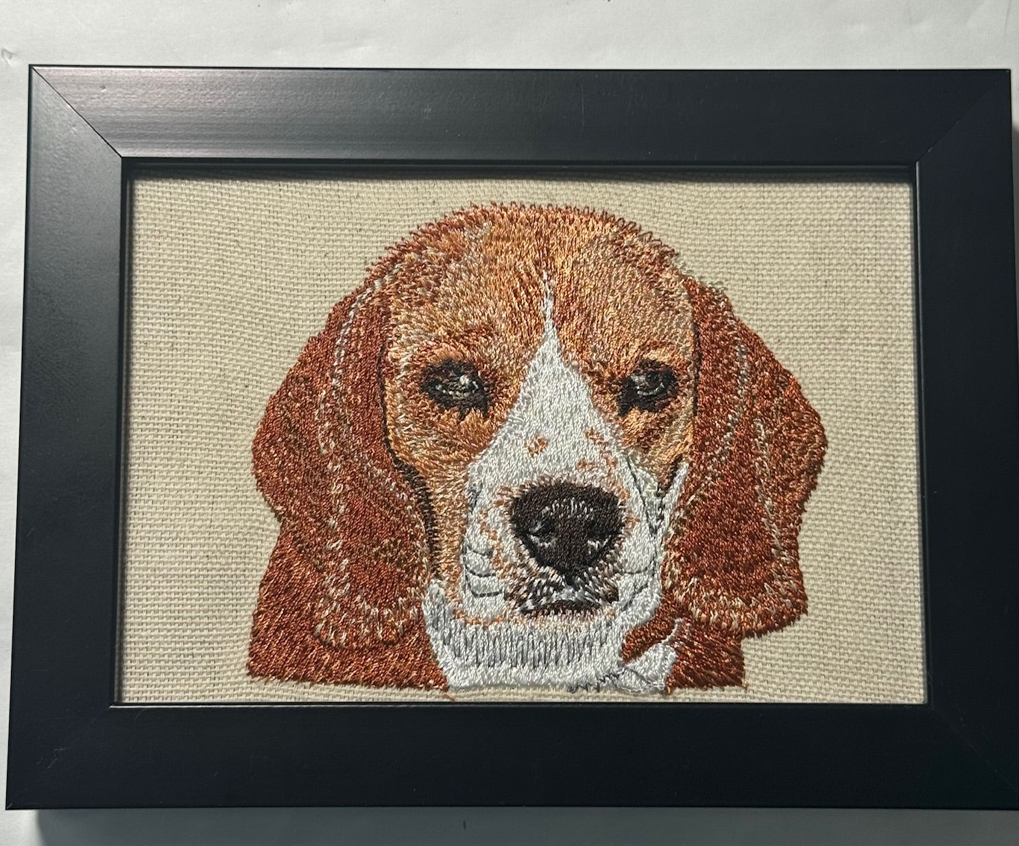 Beagle Machine Embroidered Framed Art | Tabletop Decor