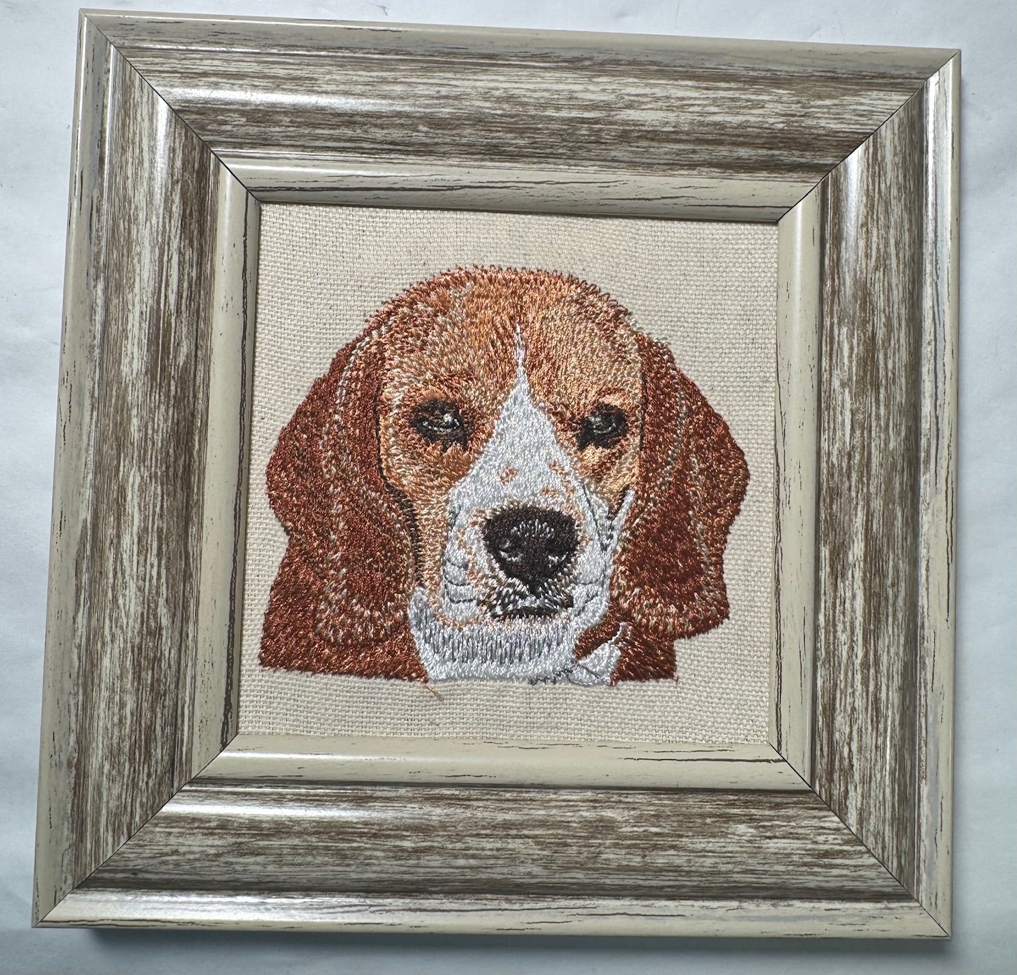 Beagle Machine Embroidered Framed Art | Tabletop Decor