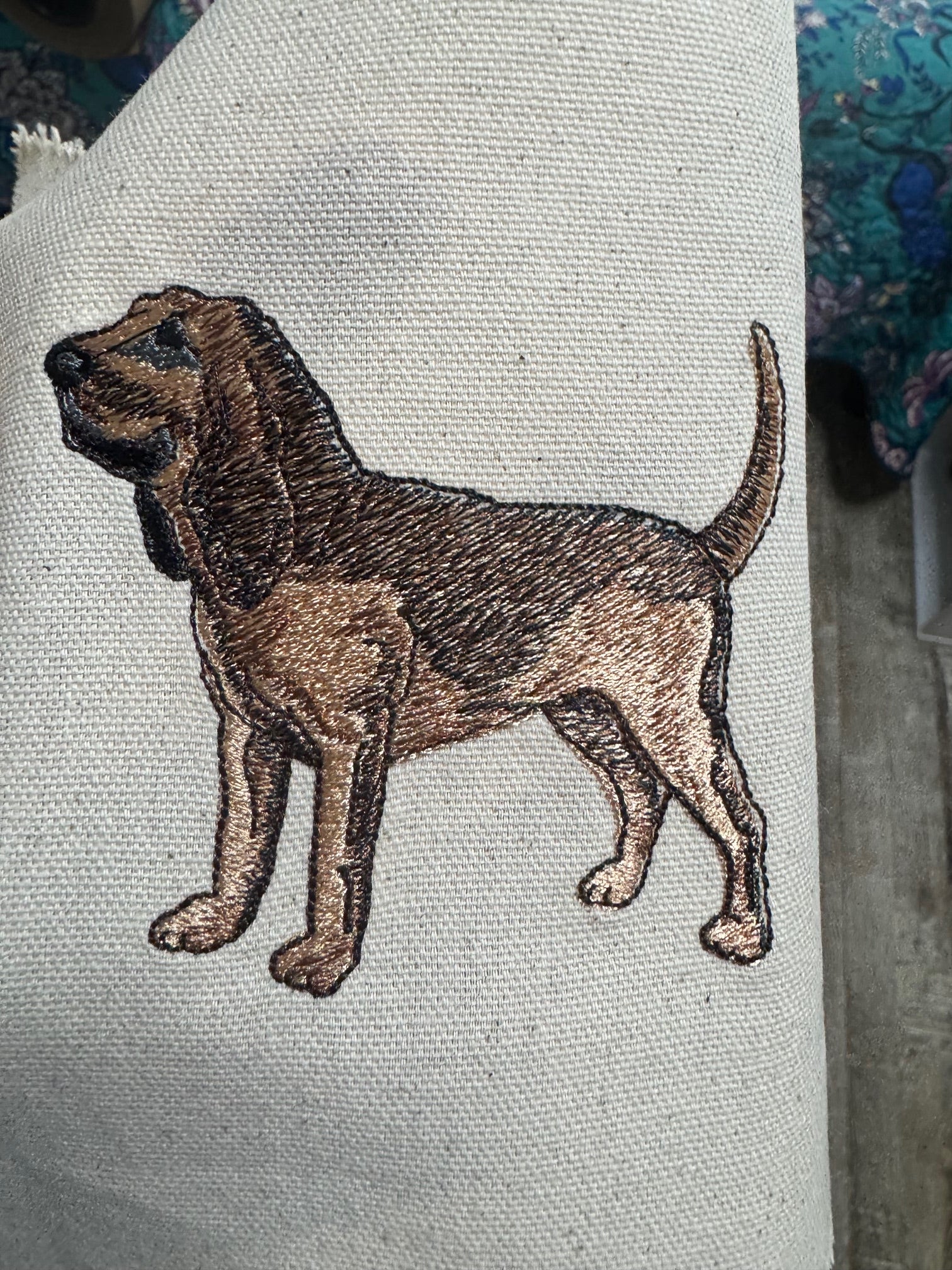 Bloodhound Machine Embroidered Framed Art No. 2 | Tabletop Decor