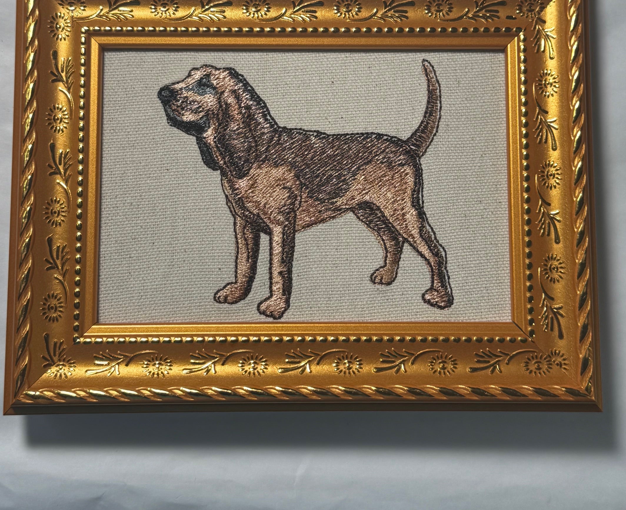 Bloodhound Machine Embroidered Framed Art No. 2 | Tabletop Decor