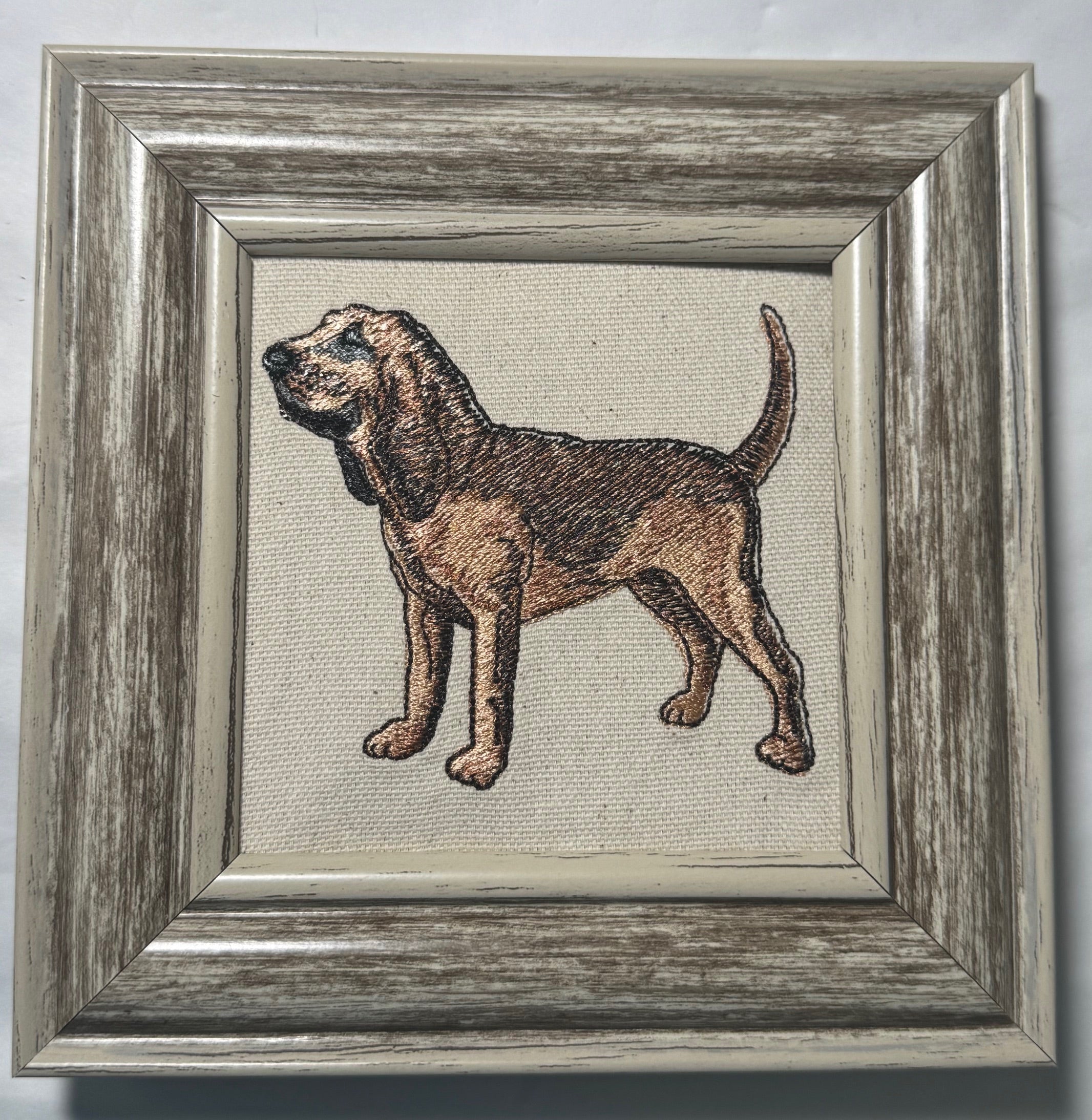 Bloodhound Machine Embroidered Framed Art No. 2 | Tabletop Decor
