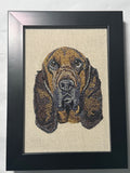 Bloodhound Machine Embroidered Framed Art | Tabletop Decor