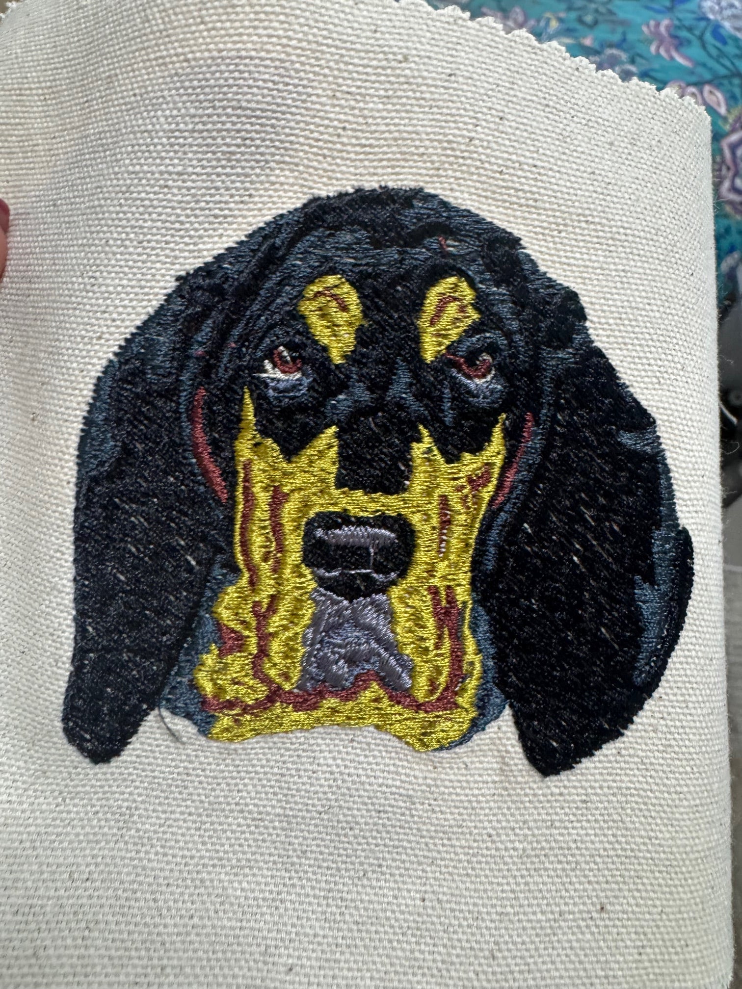 Bloodhound Machine Embroidered Framed Art | Tabletop Decor