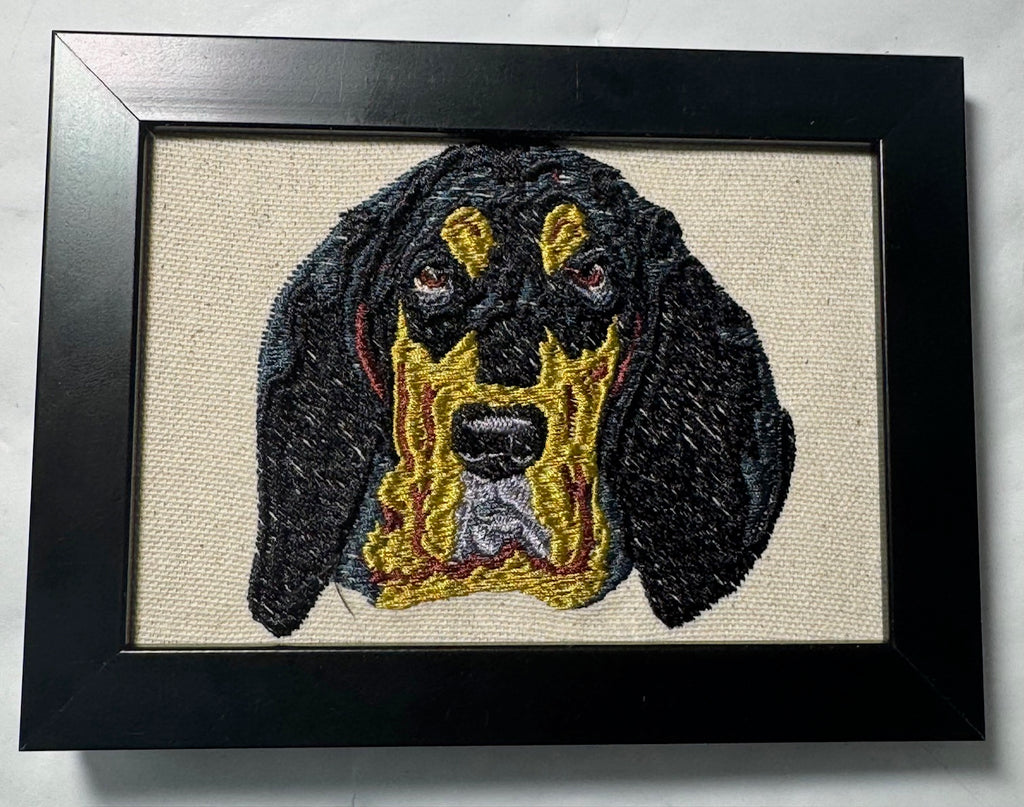 Bloodhound Machine Embroidered Framed Art | Tabletop Decor