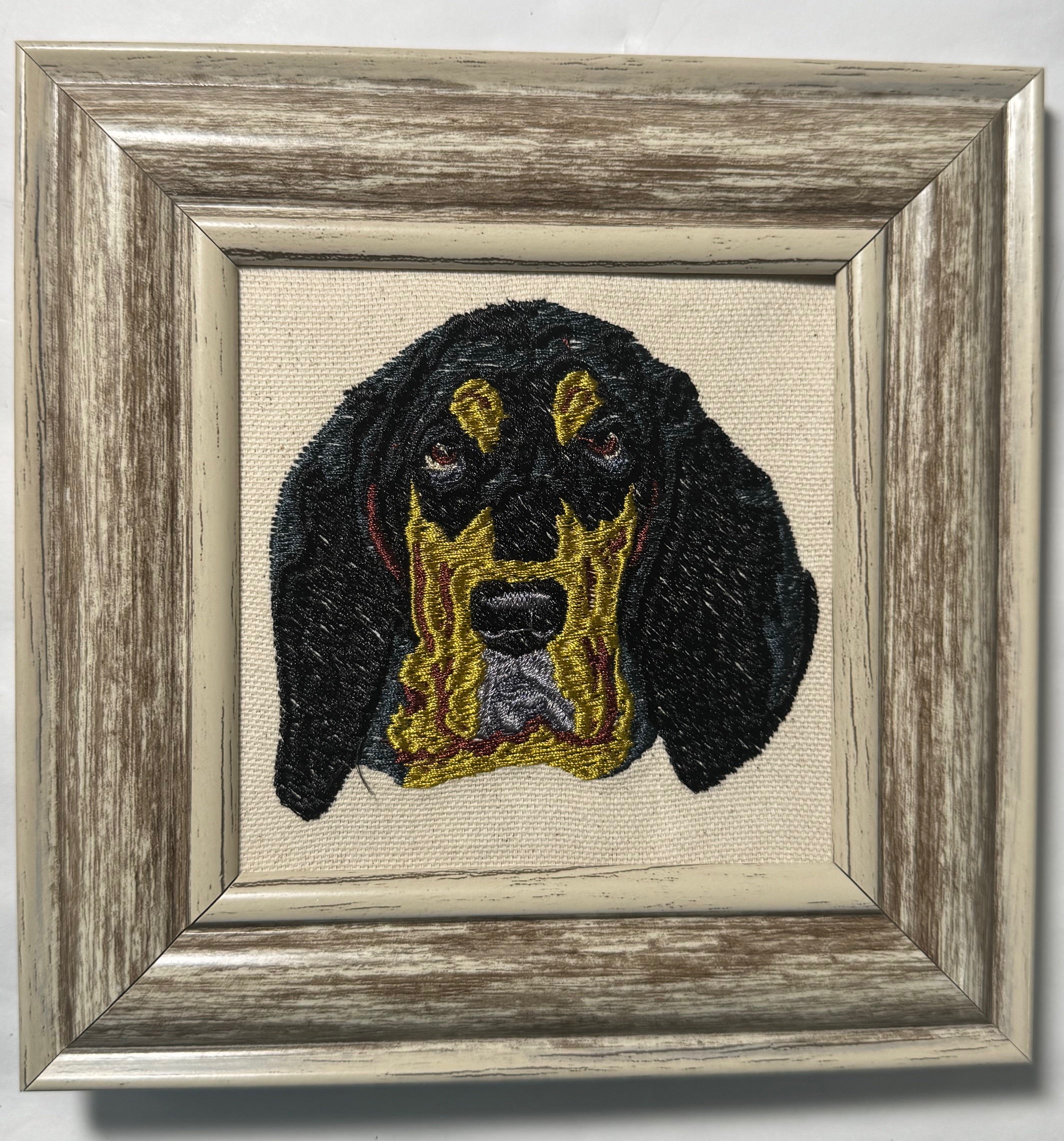 Bloodhound Machine Embroidered Framed Art | Tabletop Decor