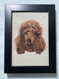 Apricot Red Poodle Machine Embroidered Framed Art | Tabletop Decor for Home or Office