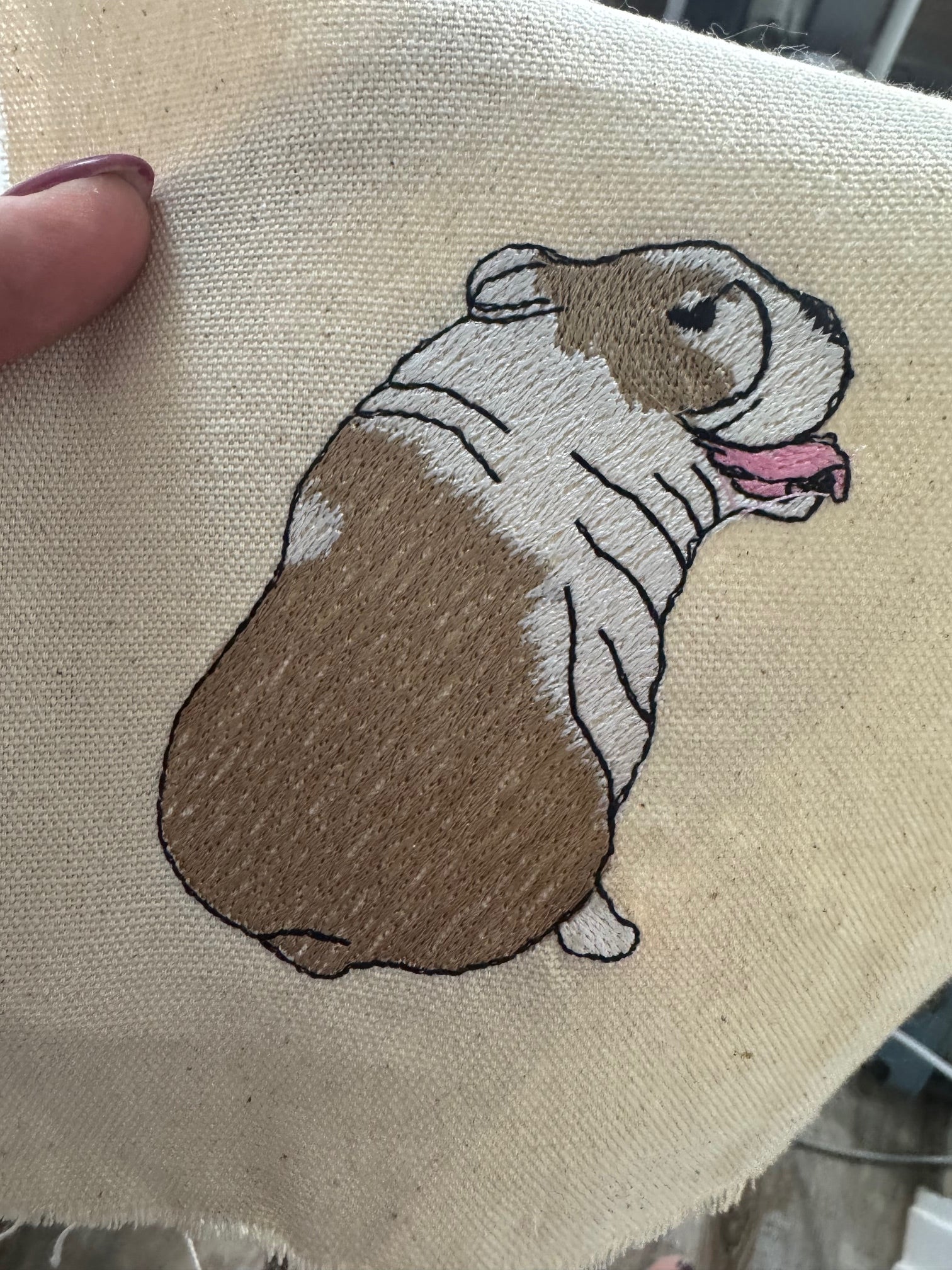 Bulldog Machine Embroidered Framed Art | Tabletop Decor for Home or Office