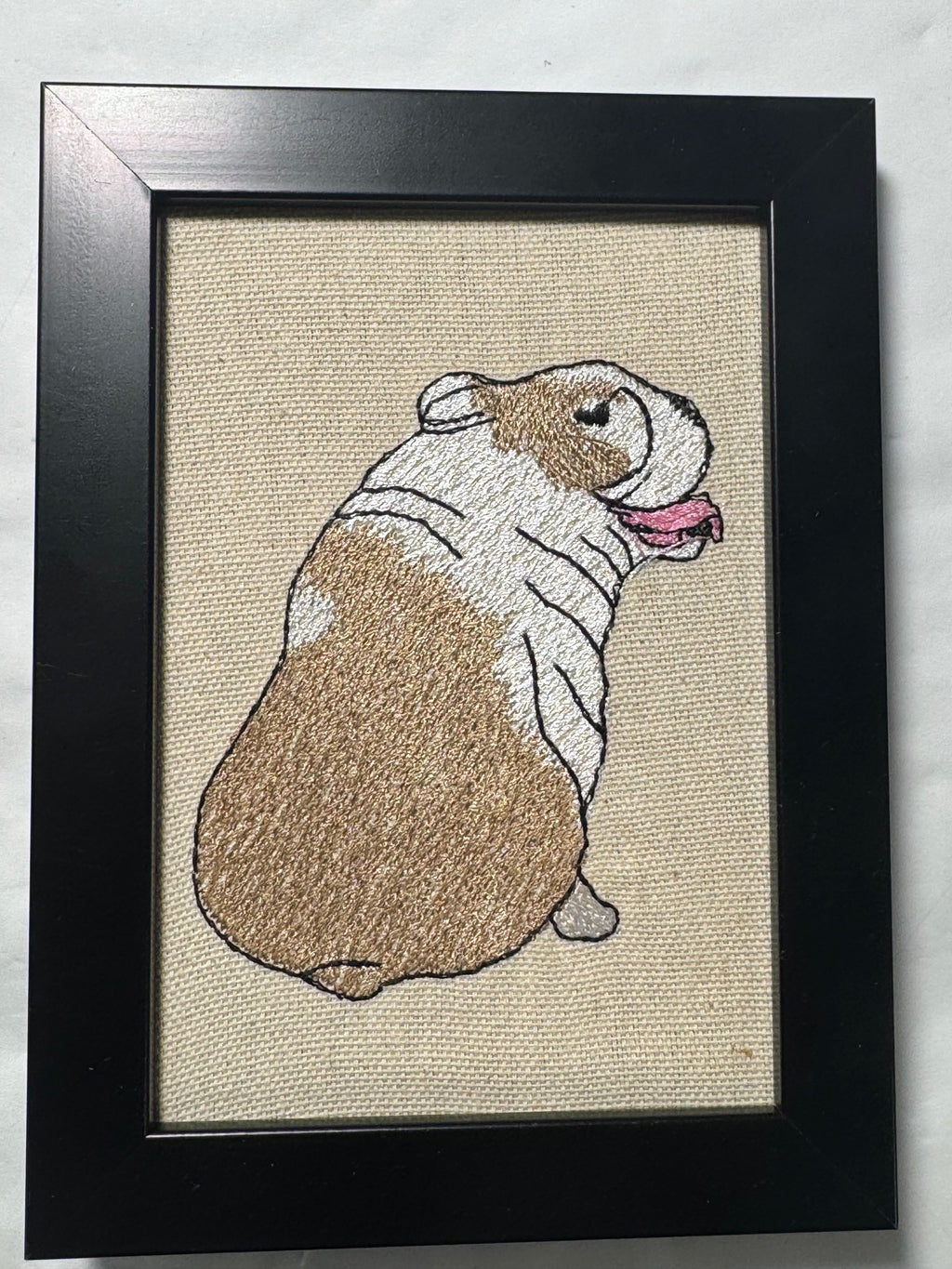 Bulldog Machine Embroidered Framed Art | Tabletop Decor for Home or Office