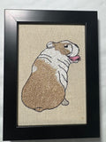 Bulldog Machine Embroidered Framed Art | Tabletop Decor for Home or Office