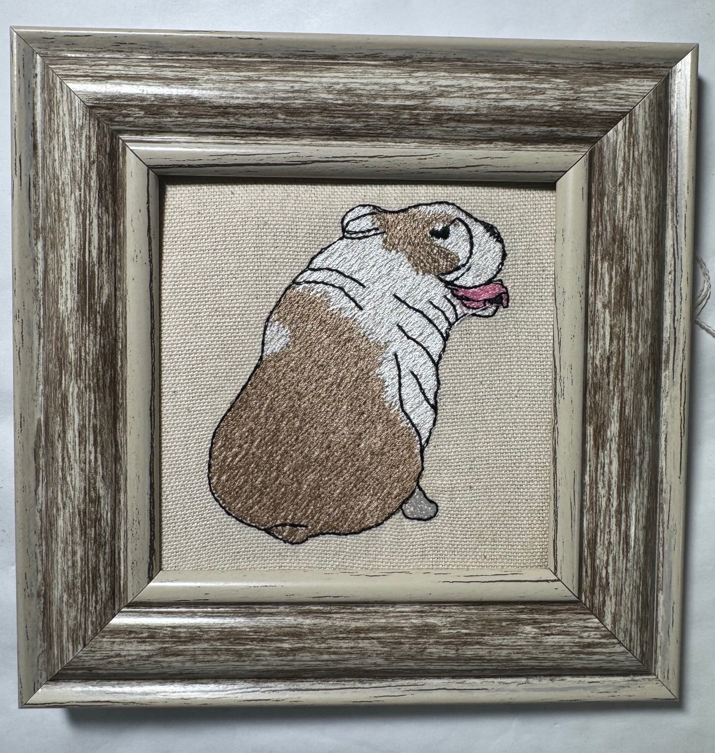 Bulldog Machine Embroidered Framed Art | Tabletop Decor for Home or Office