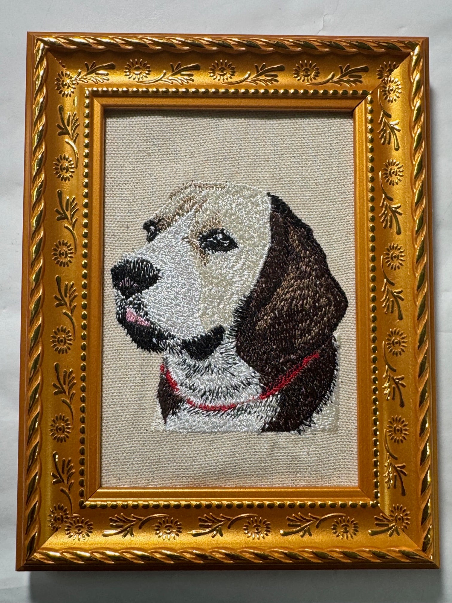 Beagle Machine Embroidered Framed Art | Tabletop Decor for Home or Office