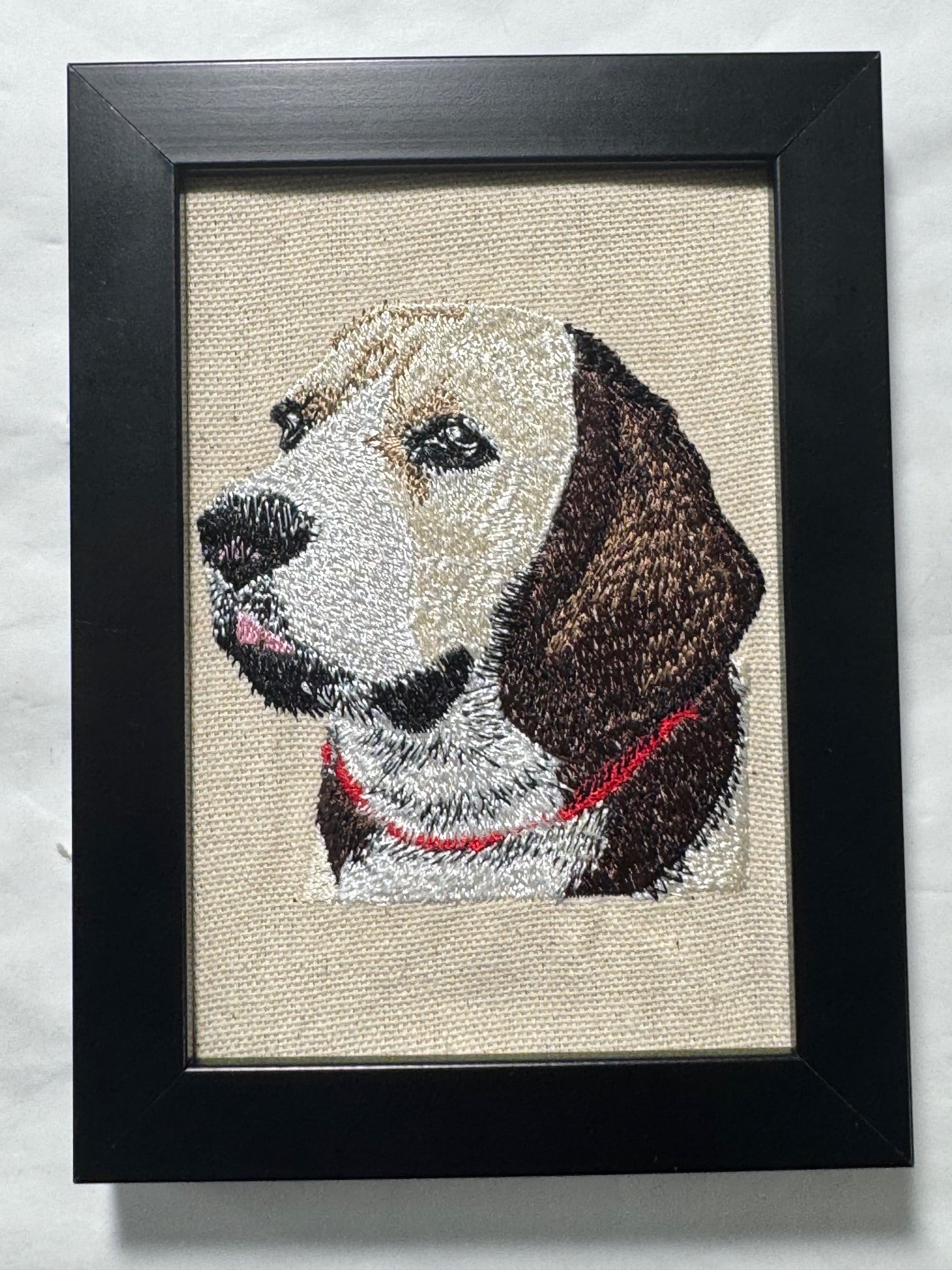 Beagle Machine Embroidered Framed Art | Tabletop Decor for Home or Office