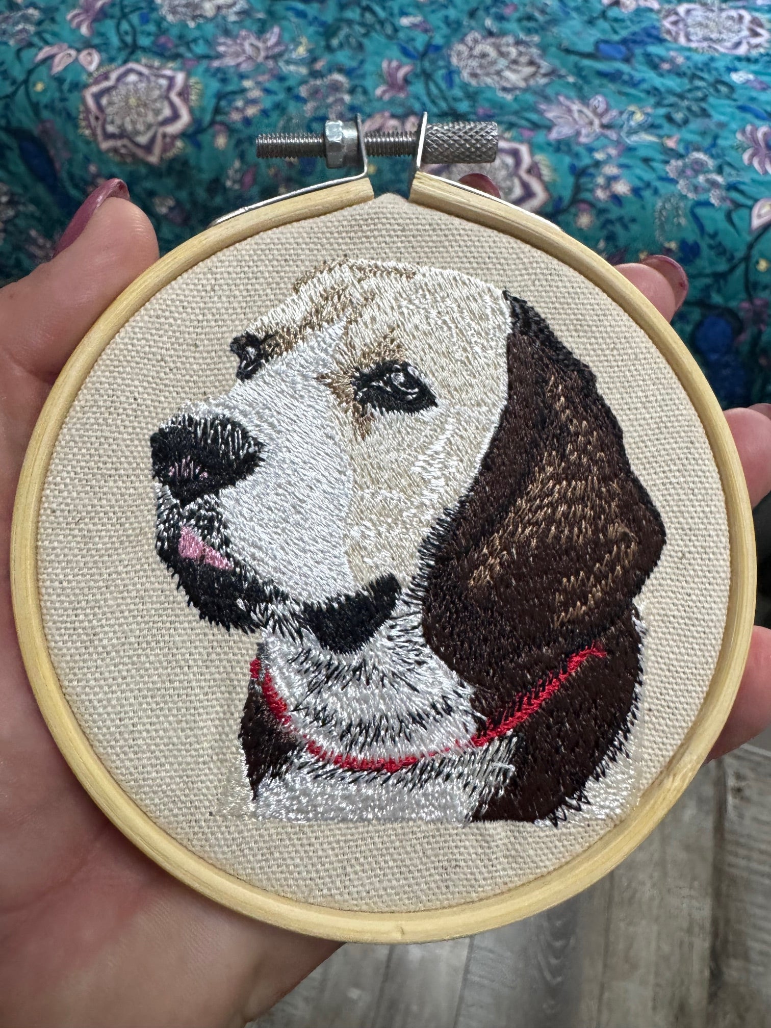 Beagle Machine Embroidered Framed Art | Tabletop Decor for Home or Office