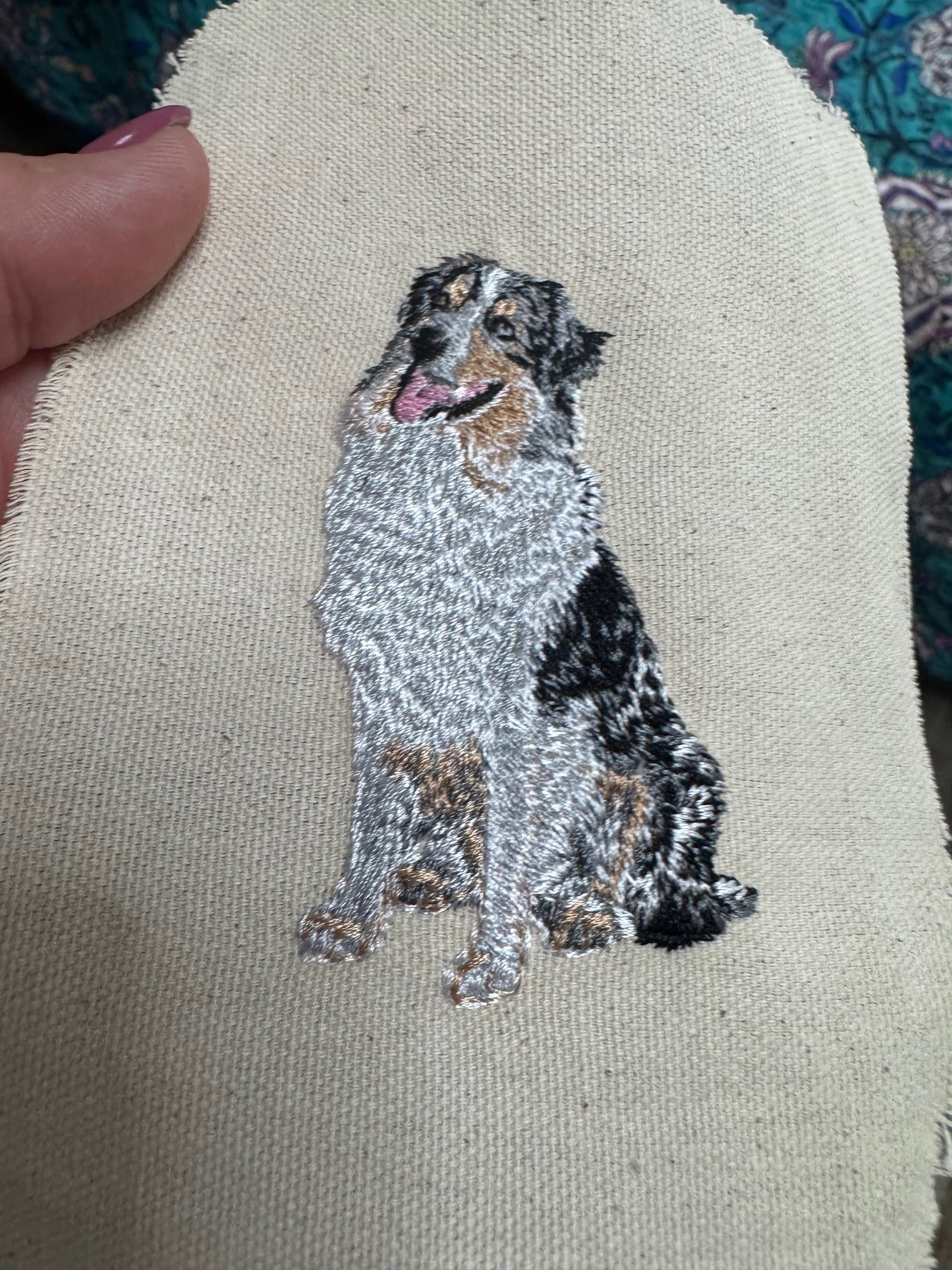 Australian Shepherd Machine Embroidered Framed Art | Tabletop Decor for Home or Office