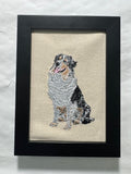 Australian Shepherd Machine Embroidered Framed Art | Tabletop Decor for Home or Office