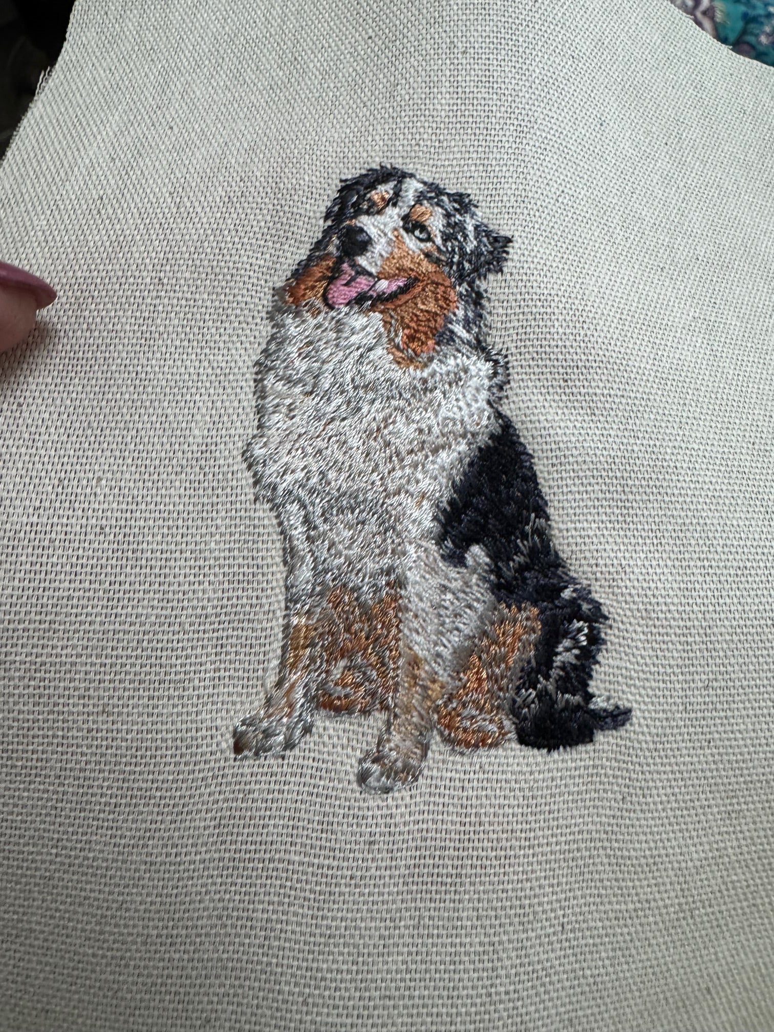 Australian Shepherd Machine Embroidered Framed Art | Tabletop Decor for Home or Office