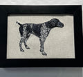 German Pointer Black Machine Embroidered Framed Art | Tabletop Decor for Home or Office