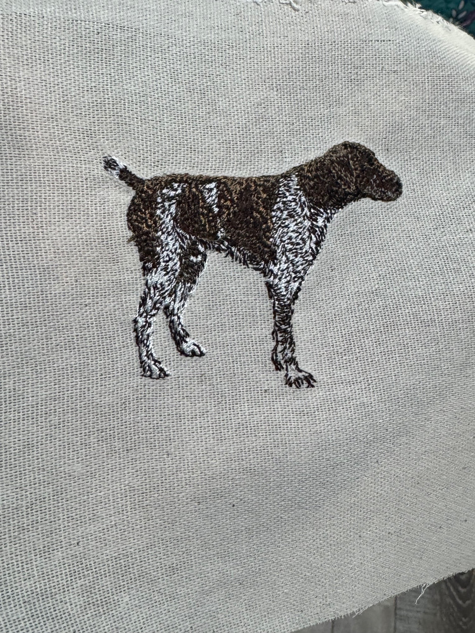German Pointer Brown Machine Embroidered Framed Art | Tabletop Decor for Home or Office
