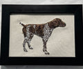 German Pointer Brown Machine Embroidered Framed Art | Tabletop Decor for Home or Office