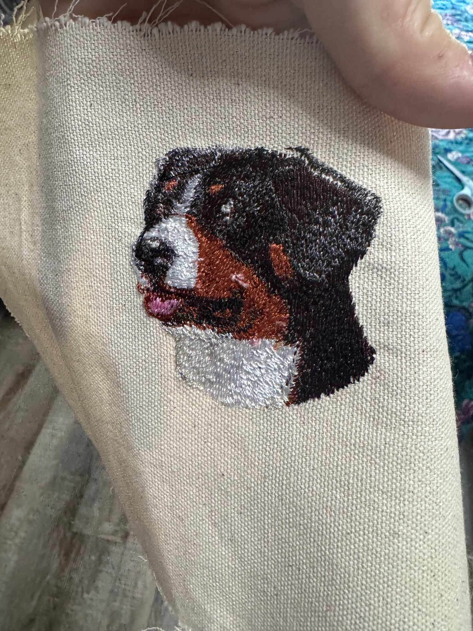 Bernese Mountain Dog Machine Embroidered Framed Art | Tabletop Decor for Home or Office