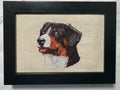 Bernese Mountain Dog Machine Embroidered Framed Art | Tabletop Decor for Home or Office