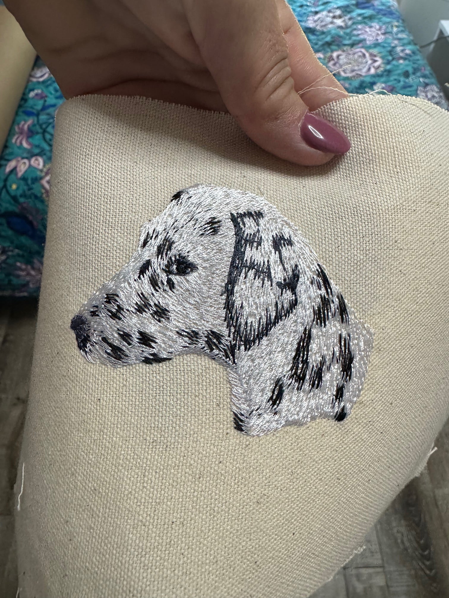 Dalmatian Machine Embroidered Framed Art | Tabletop Decor for Home or Office