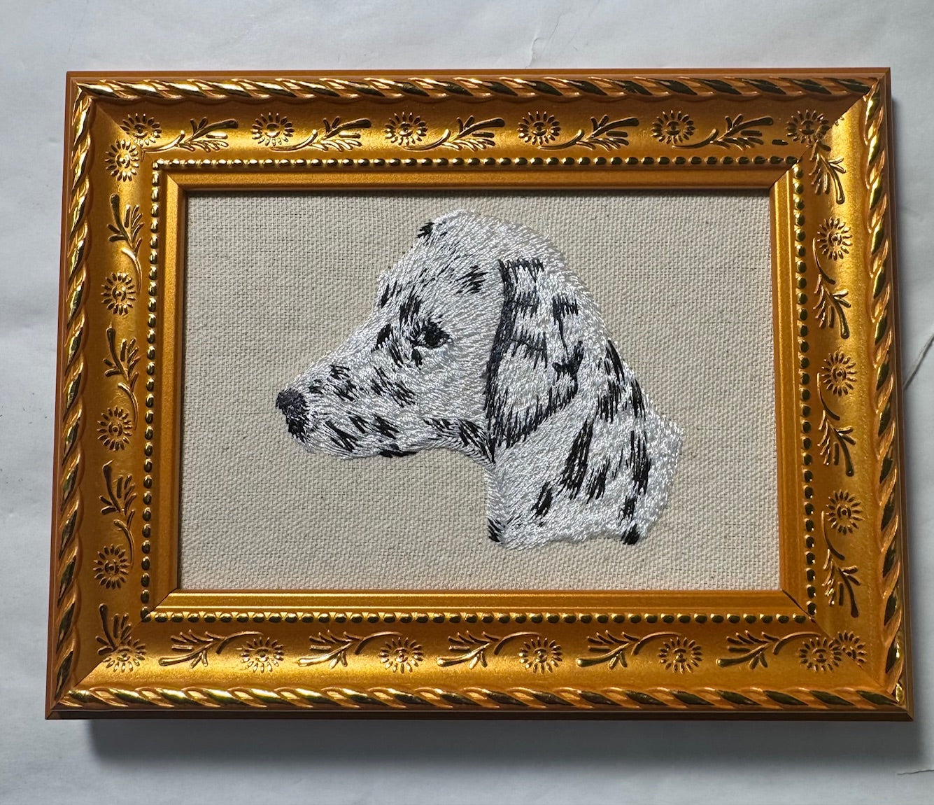 Dalmatian Machine Embroidered Framed Art | Tabletop Decor for Home or Office