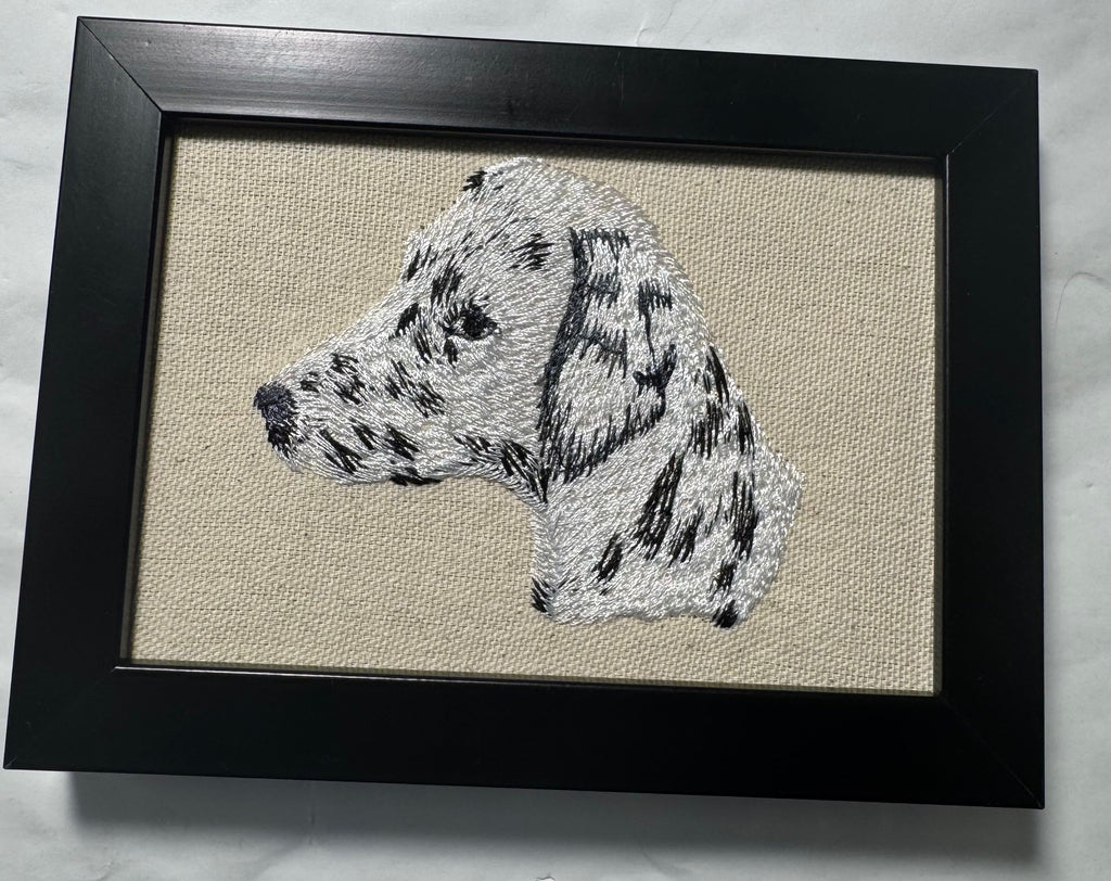Dalmatian Machine Embroidered Framed Art | Tabletop Decor for Home or Office