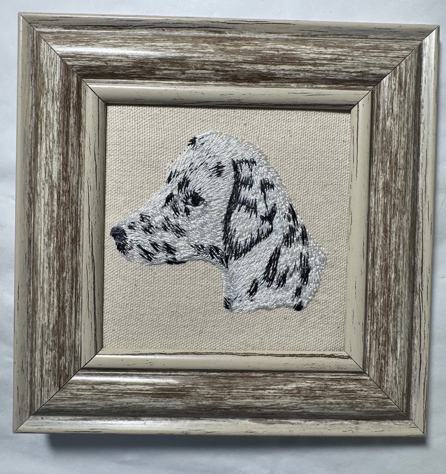 Dalmatian Machine Embroidered Framed Art | Tabletop Decor for Home or Office