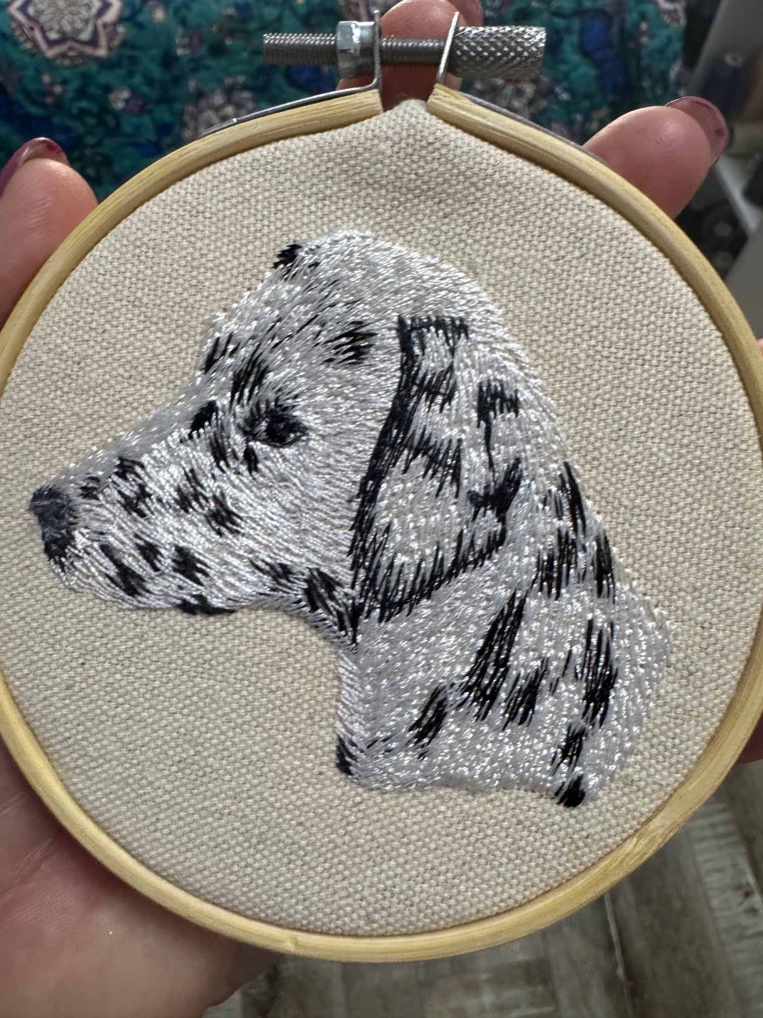 Dalmatian Machine Embroidered Framed Art | Tabletop Decor for Home or Office